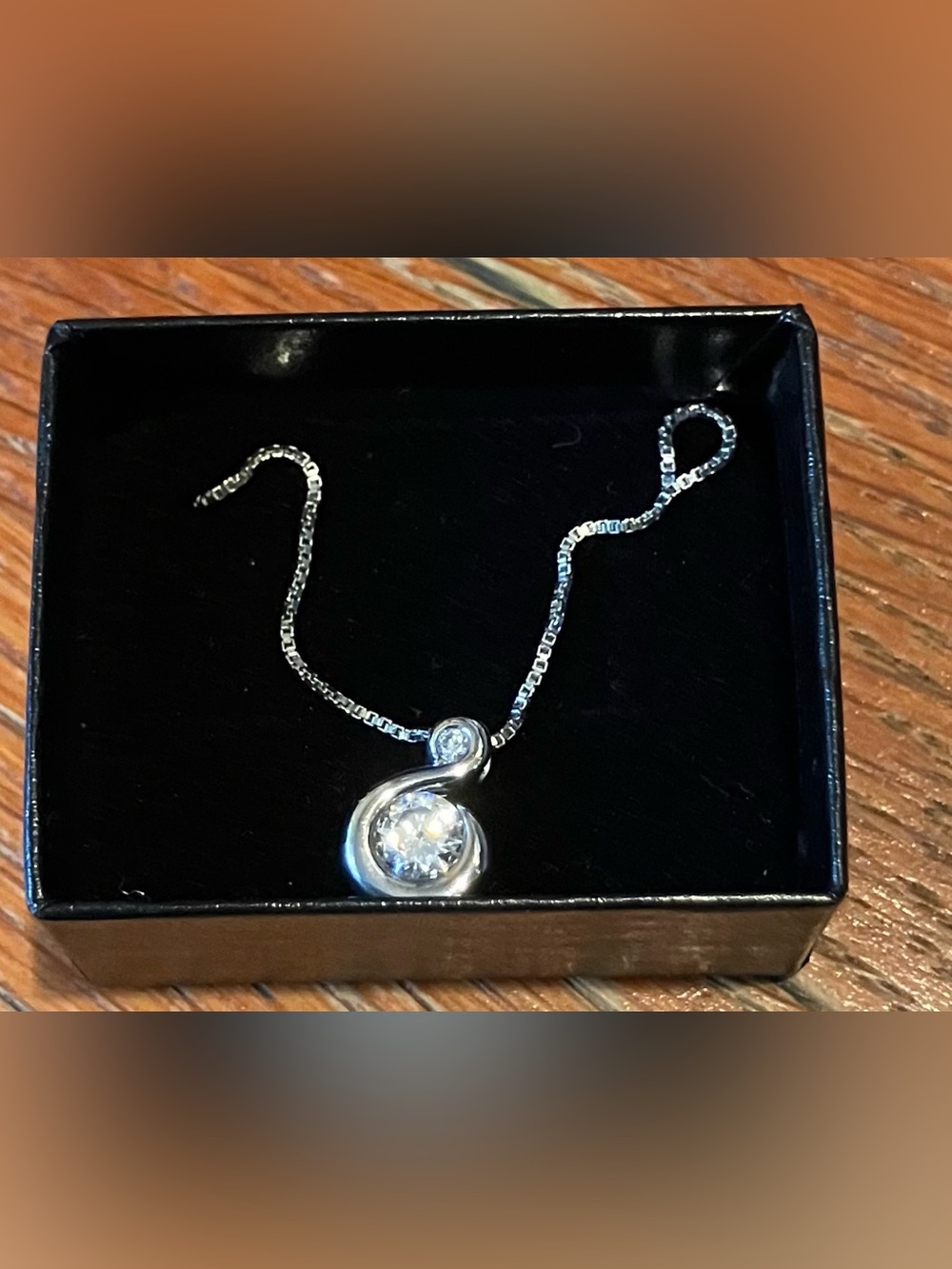 NWT Sterling-Style Silver Pendant Necklace with Clear Crystals 18”